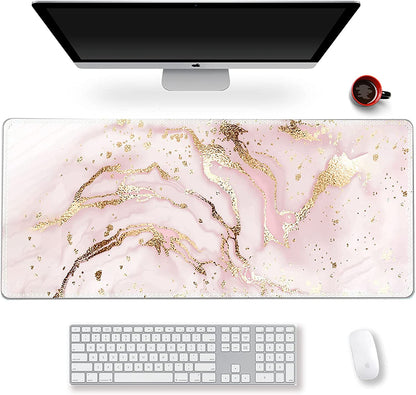 Extended Gaming Mouse Pad XXL Large Keyboard Mat Long Mousepad Desk Decor Writing Pad Non Slip Rubber Base Stitched Edges for Work, Game, Office, Home, 35.1" X 15.7", Red Painting