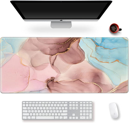 Extended Gaming Mouse Pad XXL Large Keyboard Mat Long Mousepad Desk Decor Writing Pad Non Slip Rubber Base Stitched Edges for Work, Game, Office, Home, 35.1" X 15.7", Red Painting