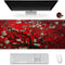 Extended Gaming Mouse Pad XXL Large Keyboard Mat Long Mousepad Desk Decor Writing Pad Non Slip Rubber Base Stitched Edges for Work, Game, Office, Home, 35.1" X 15.7", Red Painting