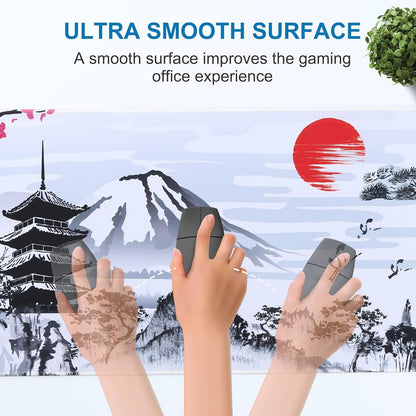 Japanese Cherry Blossom Large Mouse Pad, Desk Mat with Non-Slip Rubber Base Waterproof Keyboard Gaming Mousepad Large Desk Pad for Computers, Laptop,Gaming,Office & Home (31.3X11.8 Inches)