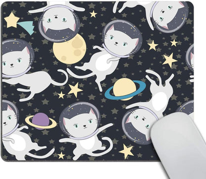 Funny Cat Mousepad,The Cat Is Holding a Cup of Black Coffee and a Baguette with Galaxy Design Customized Rectangle Non-Slip Rubber Mousepad Gaming Mouse Pad