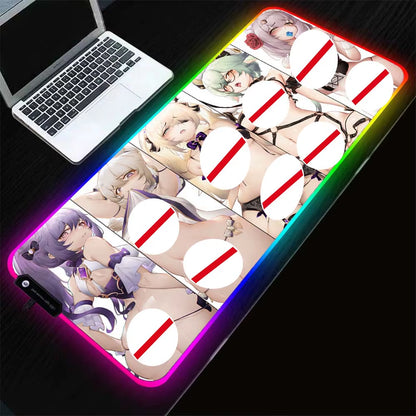 Gamer Sexy Girl RGB Desktop Sexy Video LED Mousepad XXL Breast PC and Chest Anime PC Accessories Gaming Mini Computer Desk Mat